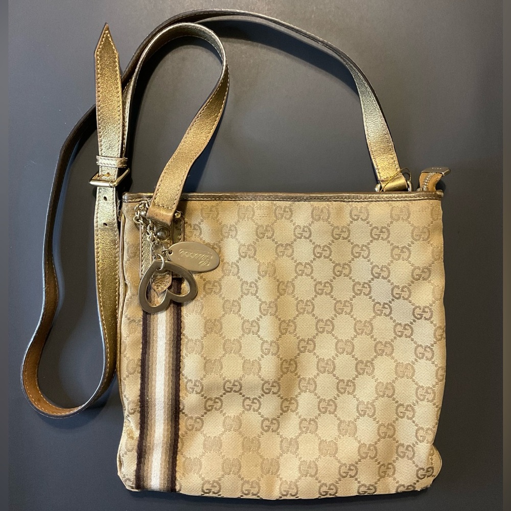 Gucci Vintage Sherry line bronze Crossbody Bag